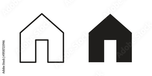 Home icon in black stroke eps vector graphic