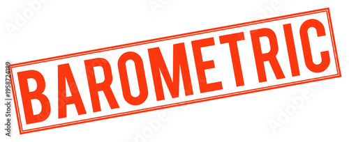 Red barometric stamp text on transparent background