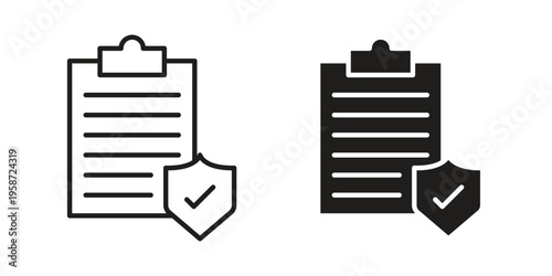 Insurance policy icon in black stroke eps vector graphic
