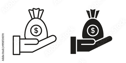 Investment icon in black stroke eps vector graphic