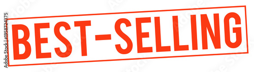Best selling stamp with red text on transparent background