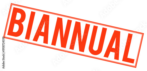 Red biannual stamp on transparent background