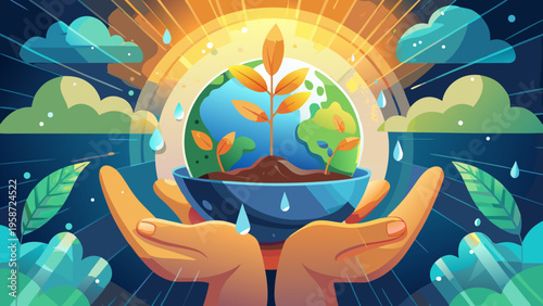 Eco friendly globe, sustainable earth, green planet, environmental care vector