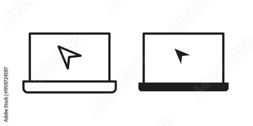 Laptop icon in black stroke eps vector graphic
