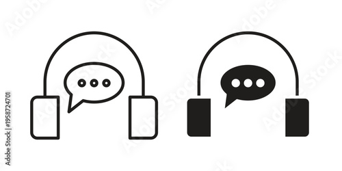 Live chat icon in black stroke eps vector graphic