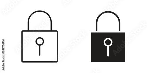 Lock closed icon in black stroke eps vector graphic