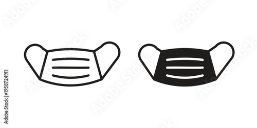 Mask icon in black stroke eps vector graphic