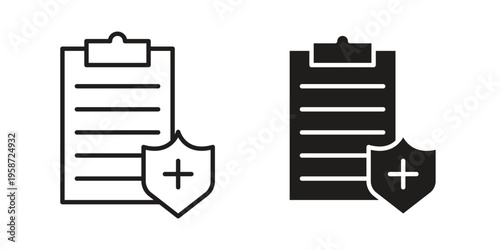 Medical insurance icon in black stroke eps vector graphic