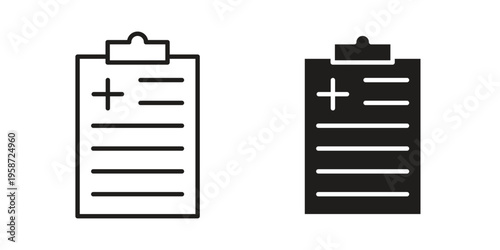 Medical report icon in black stroke eps vector graphic