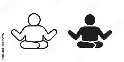 Meditation icon in black stroke eps vector graphic