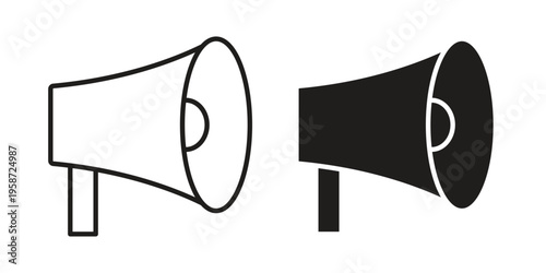 Megaphone icon in black stroke eps vector graphic