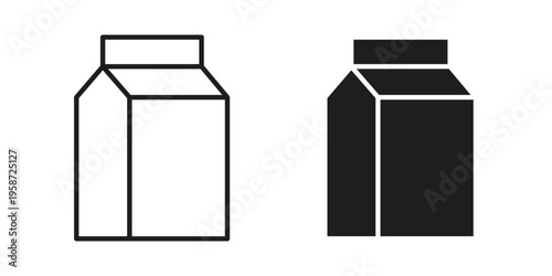 Milk carton icon in black stroke eps vector graphic