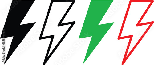 Three distinct colored lightning bolt symbols representing different states or conditions