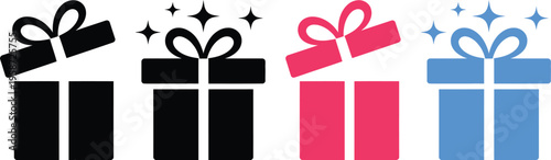 Fotografija Four stylized gift boxes with varying decorative elements