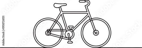 Bike vector illustration in one continuous editable line drawing style. One line draw graphic design vector
