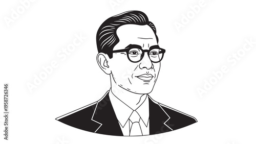 Elegant Businessman Wearing Glasses and Formal Suit in Professional Portrait.