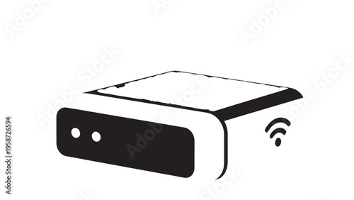 Wireless Router Device with Antennas and Indicator Lights for Internet Connectivity.