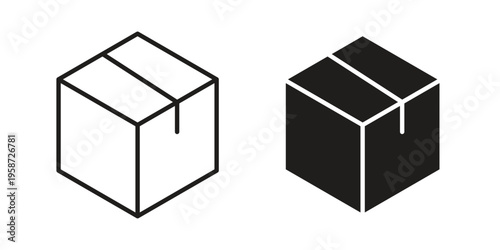 Package icon in black stroke eps vector graphic
