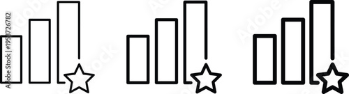 A set of line art bar graphs with star ratings in a simple vector design concept