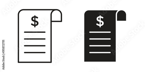 Payroll icon in black stroke eps vector graphic
