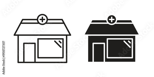 Pharmacy icon in black stroke eps vector graphic