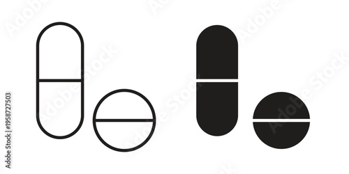 Pills icon in black stroke eps vector graphic