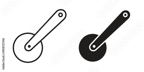 Pizza Slicer icon in black stroke eps vector graphic