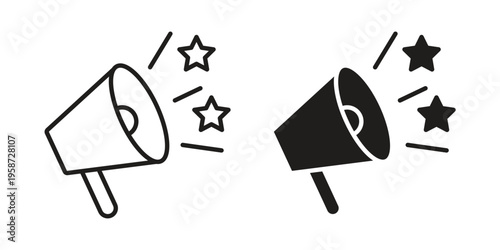 Promotion icon in black stroke eps vector graphic