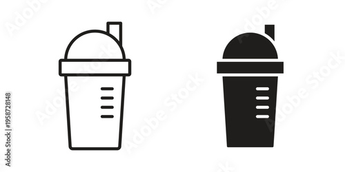 Protein shake icon in black stroke eps vector graphic