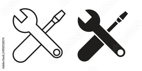 Repair tools icon in black stroke eps vector graphic