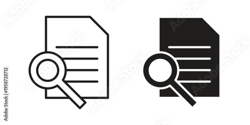 Research icon in black stroke eps vector graphic