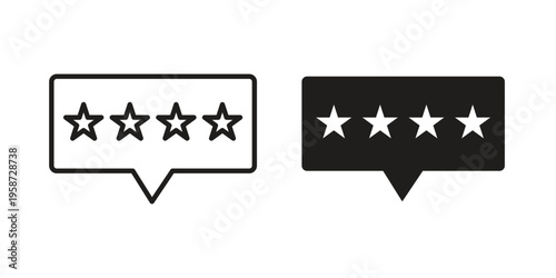 Review icon in black stroke eps vector graphic