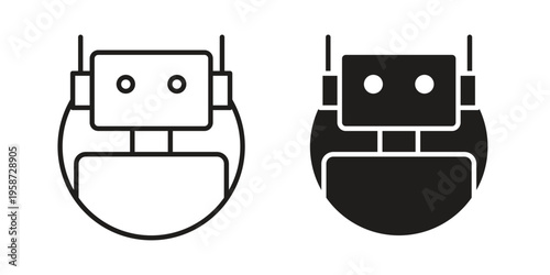 Robot icon in black stroke eps vector graphic