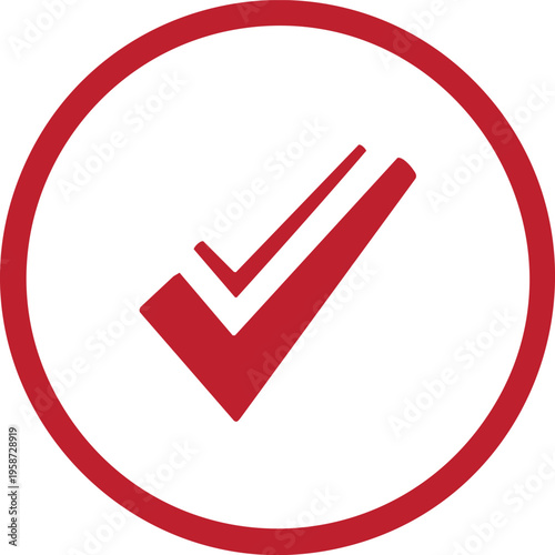 Red check mark inside circle tick correct