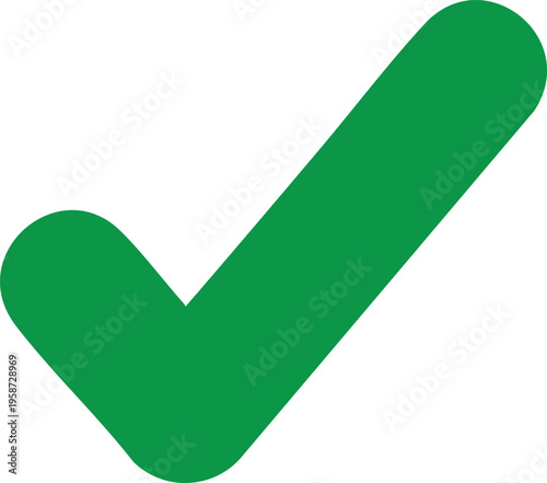 Green check mark symbol on white background tick