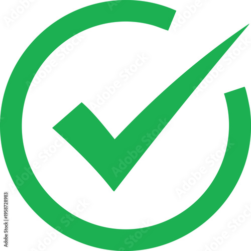 Green check mark inside a circle tick symbol