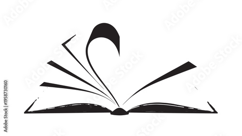 Open Book with Pages Fanned Out and Cover Visible on White Background.