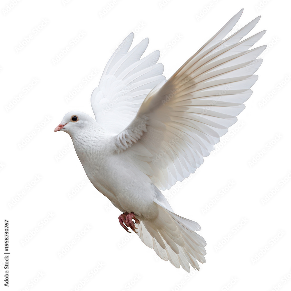 Fototapeta premium Graceful white dove with outstretched wings in flight