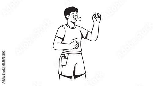 Cartoon illustration of a male boxer in a dynamic punching stance for sports training.