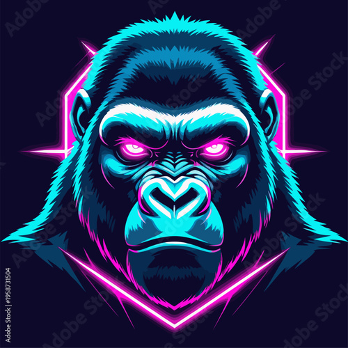 vector image of an animal in neon cyberpunk style