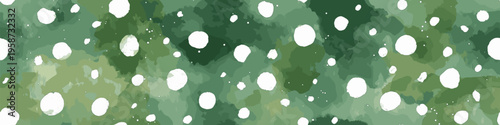 Watercolor green background featuring scattered white and light green polka dots pattern. Watercolor green background with scattered polka dots texture