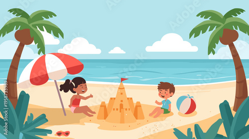 A calming abstract background with teal shapes and accents of yellow and brown, perfect for adding a touch of modern design to marketing materials or 