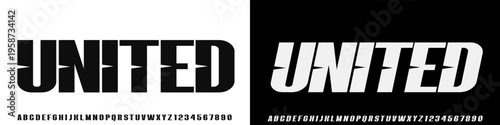 UNITED Font, A bold grunge display font with rough texture, perfect for posters, streetwear, branding, and strong headlines.technology, vector illustration
