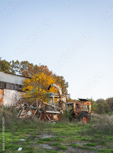 old abandoned farm tractor