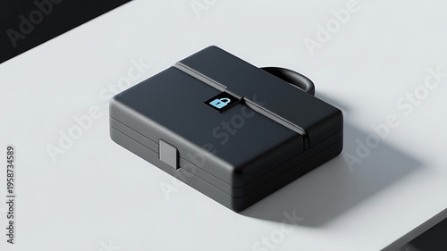Black portable power bank on white table for charging devices