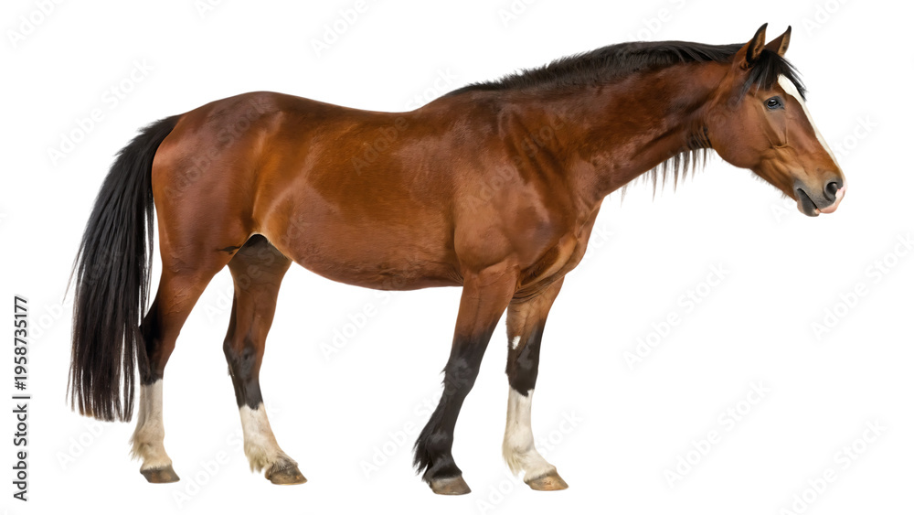 Obraz premium Brown horse standing on black background