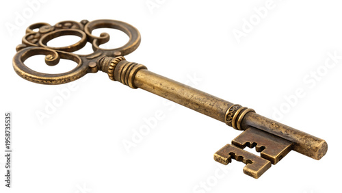 Vintage antique skeleton key on black background