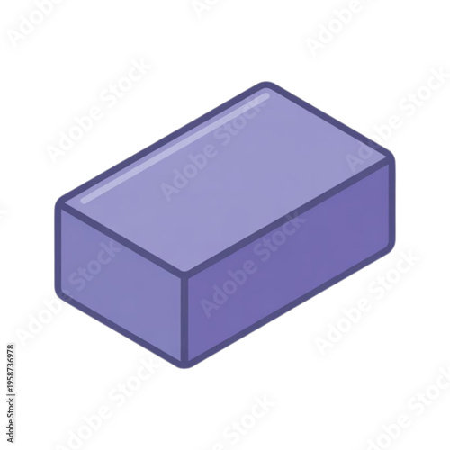 Minimalist purple rectangular eraser block with rounded corners and a smooth matte finish