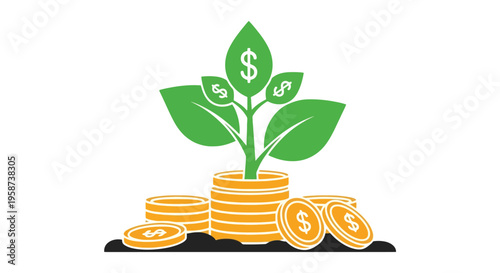 Growing money a plant with leaves shaped like dollar signs
