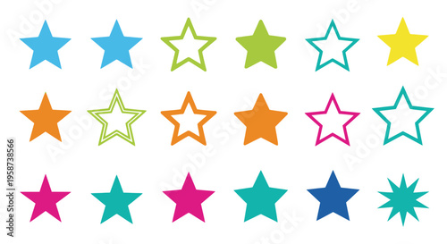 Colorful stars arranged in rows a vibrant and playful graphic